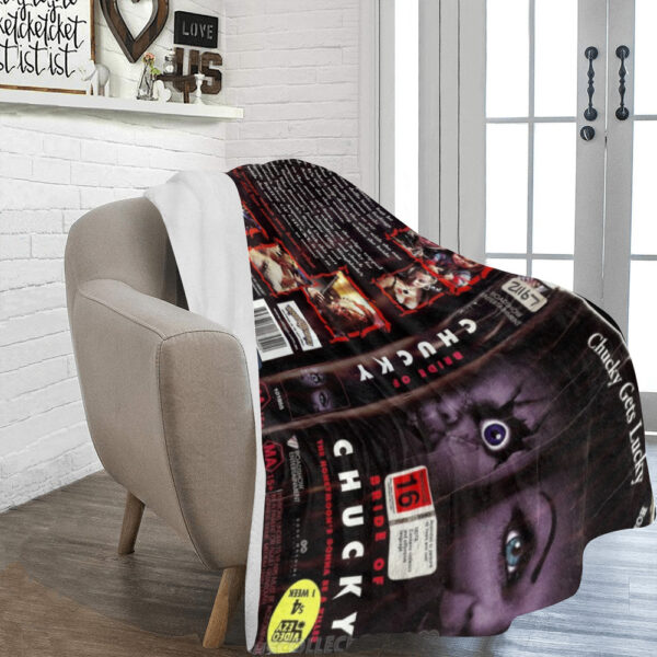 Chucky Bride VHS Vintage Ultra-Soft Micro Fleece Blanket 60" x 80" custom blanket - Image 2