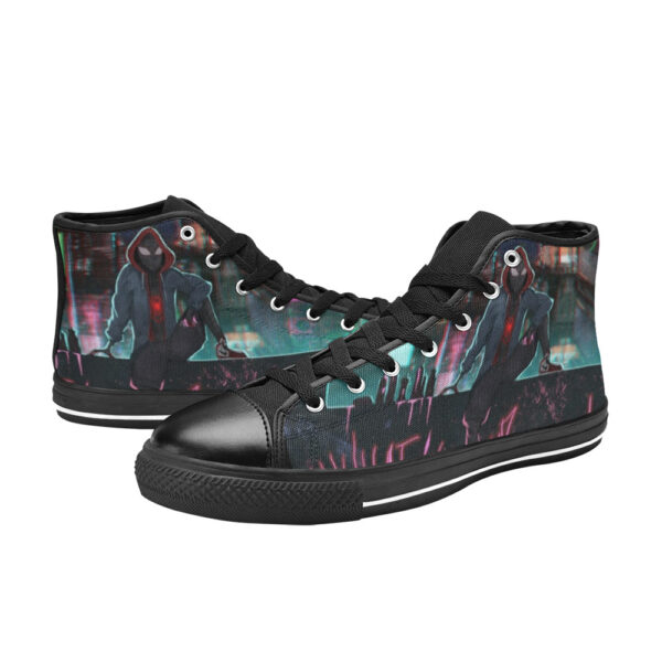 Miles Morales Spiderman Animation Hoodie Graffiti High Top Canvas Kid's Shoes - Image 3