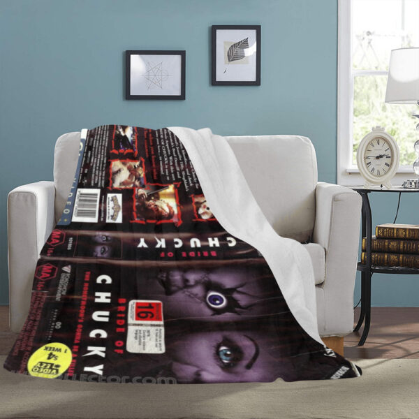 Chucky Bride VHS Vintage Ultra-Soft Micro Fleece Blanket 60" x 80" custom blanket - Image 3