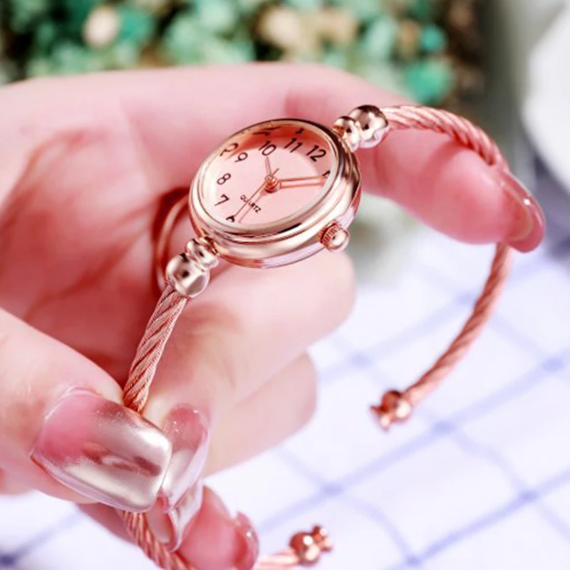 YIKAZE Small Gold Bangle Bracelet Luxury Watch Stainless Steel Retro Ladies Quartz Wristwatch Fashion Casual Thin Chain Watches - Image 3