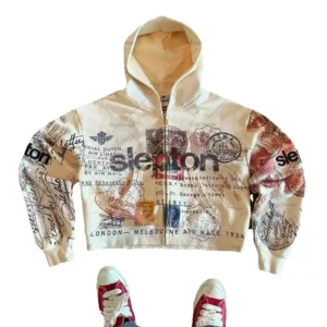 New American Retro Letter Print Y2K Zipper Hoodie Women Trendy Casual Oversized Sweatshirt Men Hip-hop Punk Harajuku Streetwear