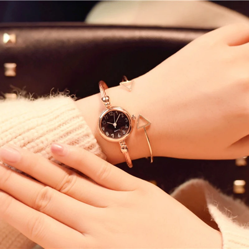 YIKAZE Small Gold Bangle Bracelet Luxury Watch Stainless Steel Retro Ladies Quartz Wristwatch Fashion Casual Thin Chain Watches - Image 5