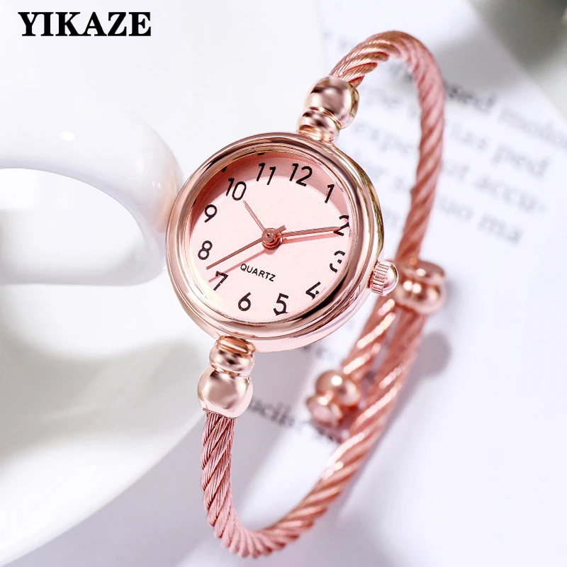 YIKAZE Small Gold Bangle Bracelet Luxury Watch Stainless Steel Retro Ladies Quartz Wristwatch Fashion Casual Thin Chain Watches - Image 12