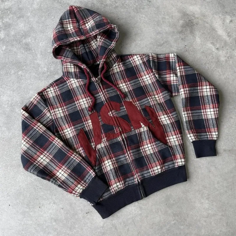 Harajuku pink striped design fur collar kawaii zip up hoodies for women fashion aesthetic y2k winter new casual baggy sweatshirt - Image 10