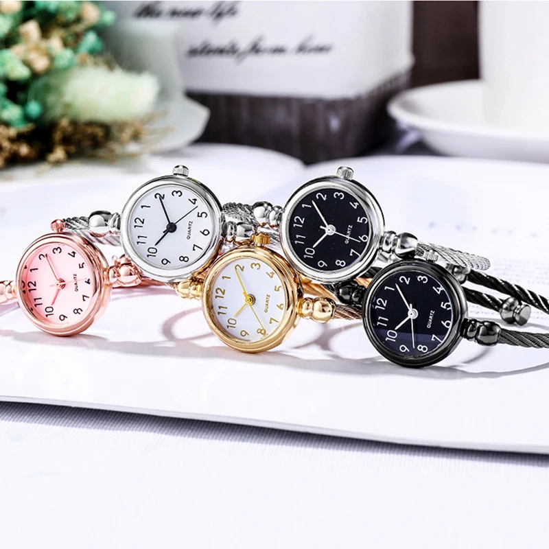 YIKAZE Small Gold Bangle Bracelet Luxury Watch Stainless Steel Retro Ladies Quartz Wristwatch Fashion Casual Thin Chain Watches - Image 4