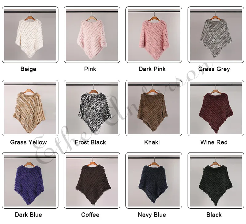 ETHEL ANDERSON Real Fur Knitted Rabbit Fur Poncho Vest Vest Fashion Wrap Coat Vtg Shawl Lady Natural Fur Wedding Party Wholesale - Image 2