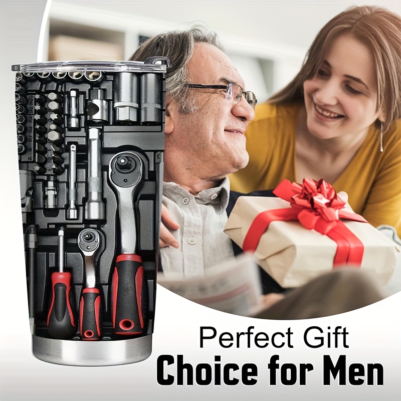 20oz Stainless Steel Travel Mug with Toolbox Design - Double-Walled Insulated Coffee Cup with Lid, Perfect Gift for Parents & Friends, Ideal for Camping, Hiking, Driving & Travel - Durable, Reusable - Image 4